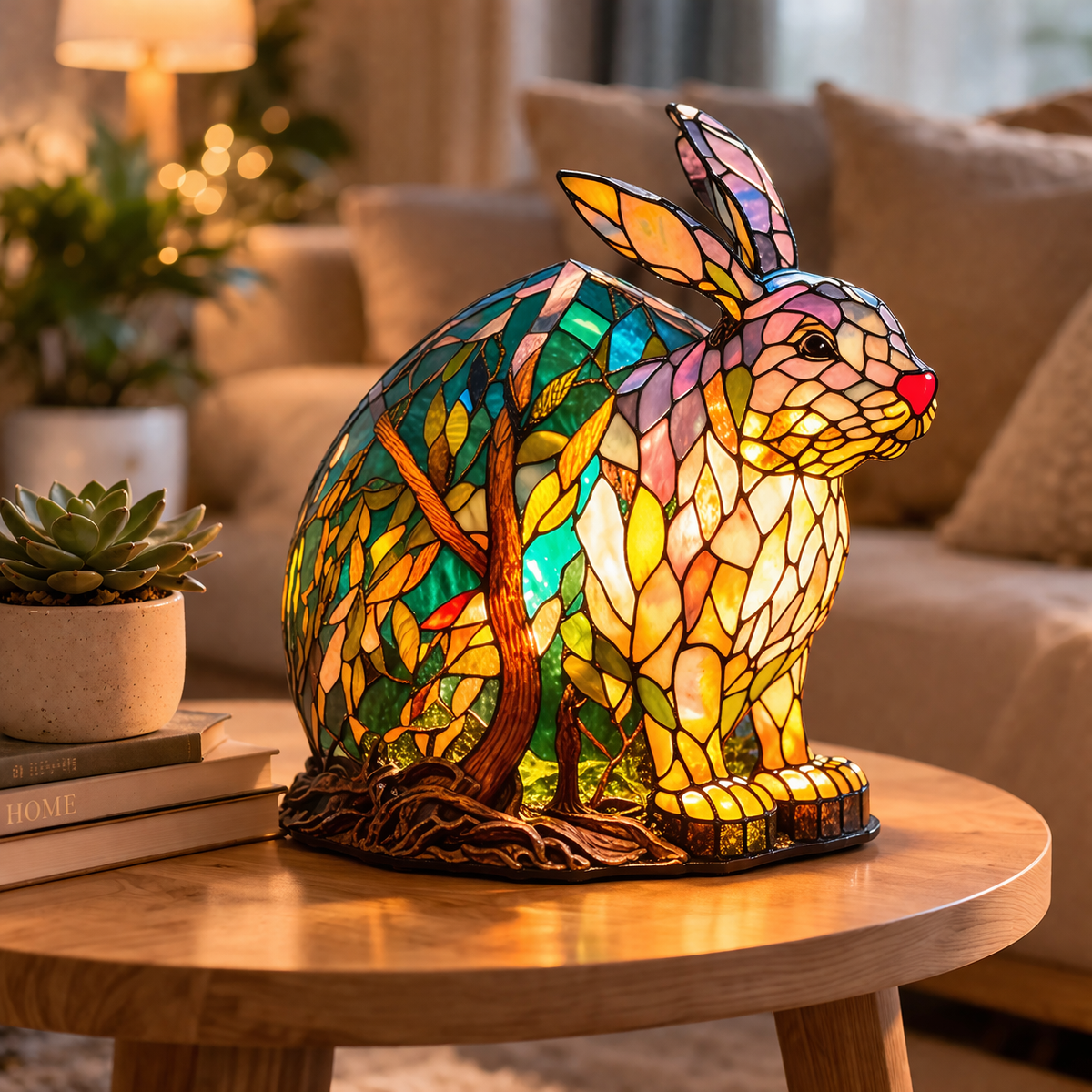 Akzent-Tischlampe als Tierfigur im Tiffany-Stil