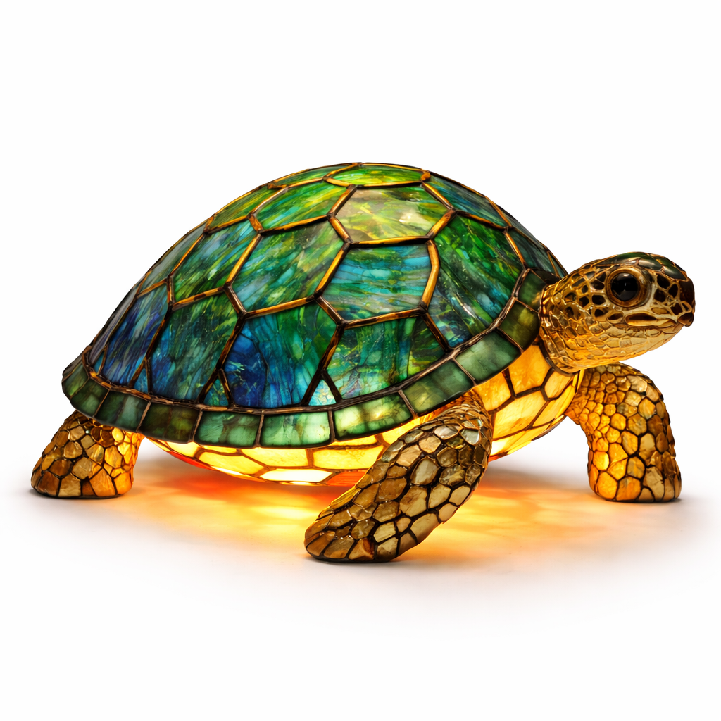 Akzent-Tischlampe als Tierfigur im Tiffany-Stil