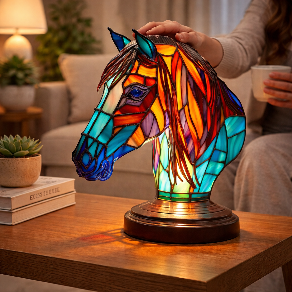 Akzent-Tischlampe als Tierfigur im Tiffany-Stil