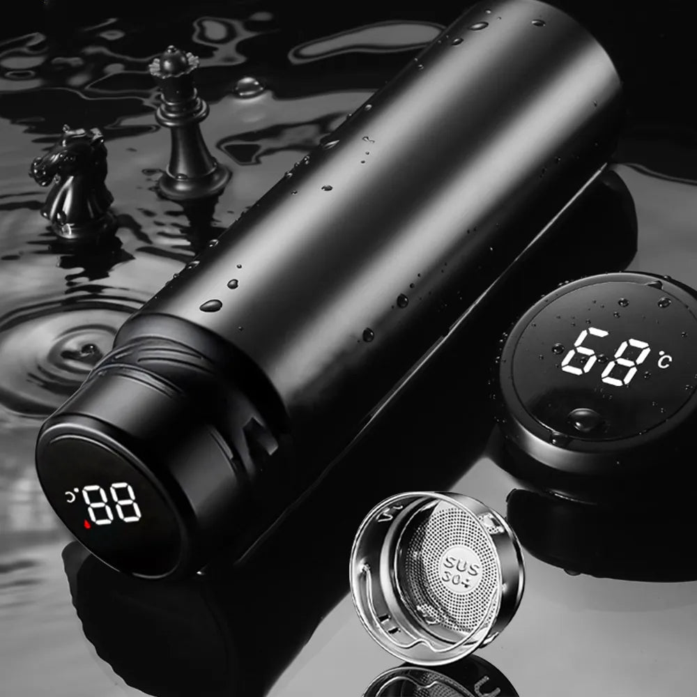 Elegante vakuumisolierte Edelstahl-Thermotrinkflasche mit Temperaturanzeige