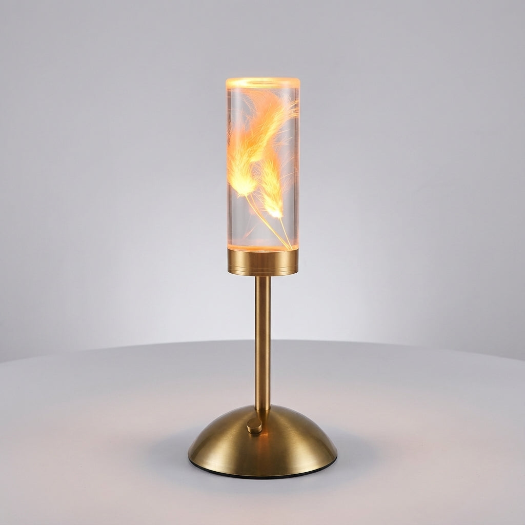 Skulpturale kabellose Tischlampe mit Blumenmotiv und Touch-Steuerung
