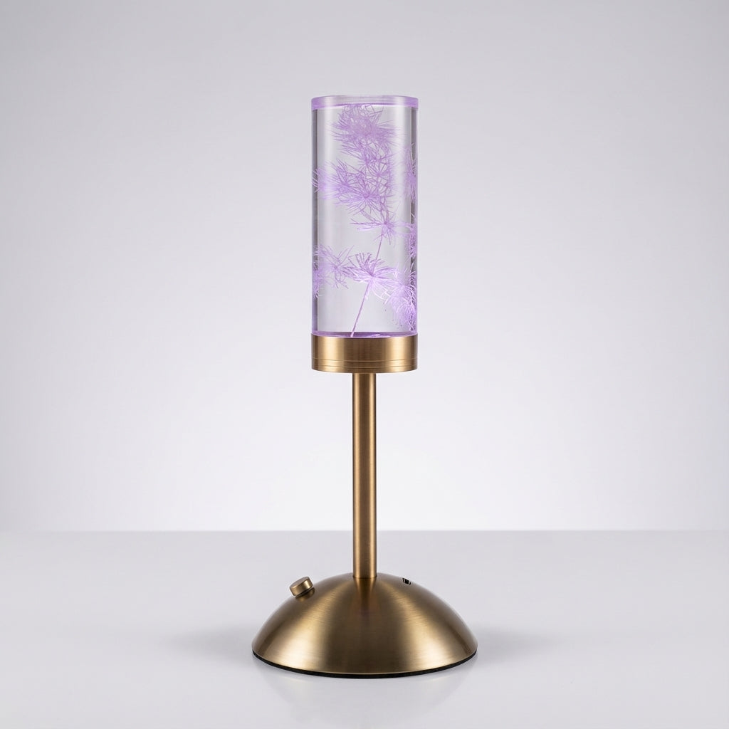 Skulpturale kabellose Tischlampe mit Blumenmotiv und Touch-Steuerung