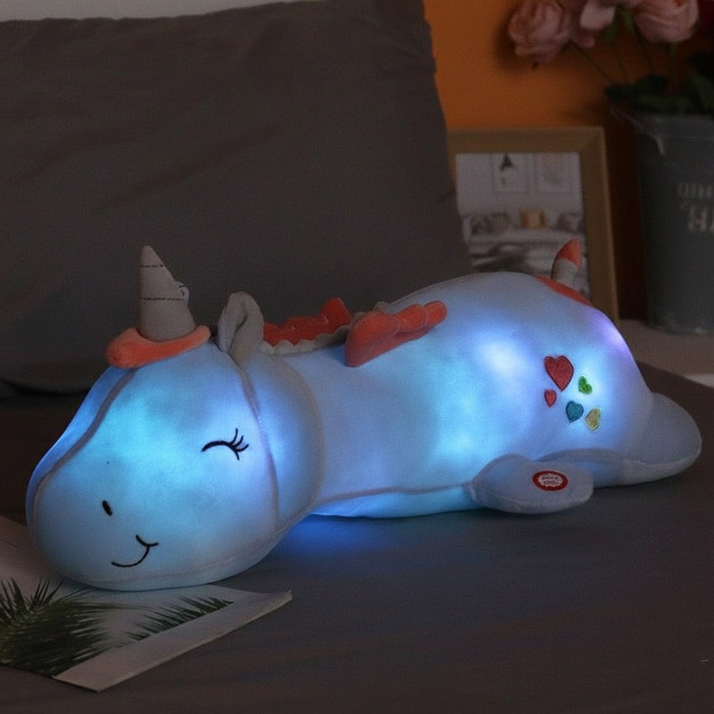 Kuscheliges weiches leuchtendes Einhorn-Plüschtier als Nachtlicht-Spielzeug