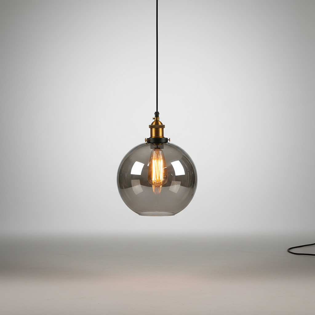 Zylindrische Vintage-Pendelleuchte aus Kristallglas im Industriestil mit verstellbarer Höhe