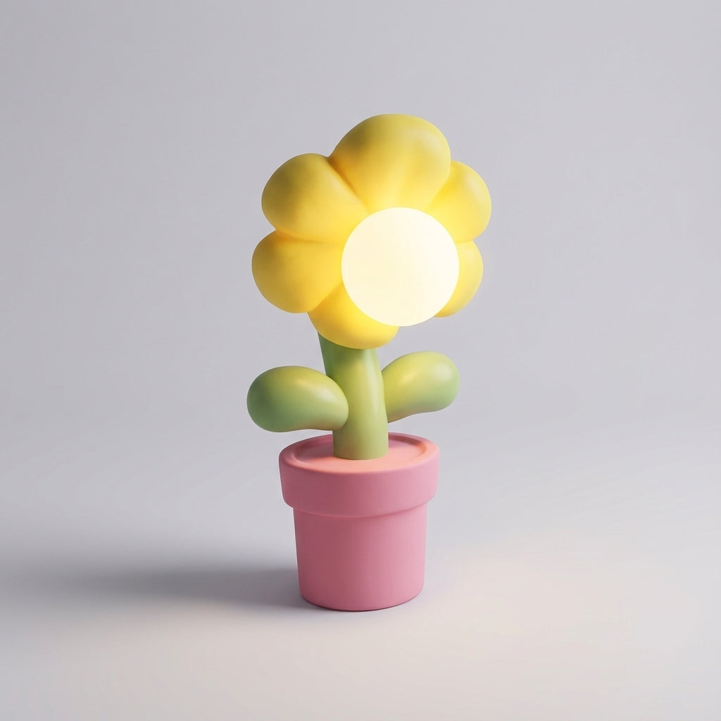 Skulpturale Nachttischlampe aus Kunstharz mit Blumen-Silhouette