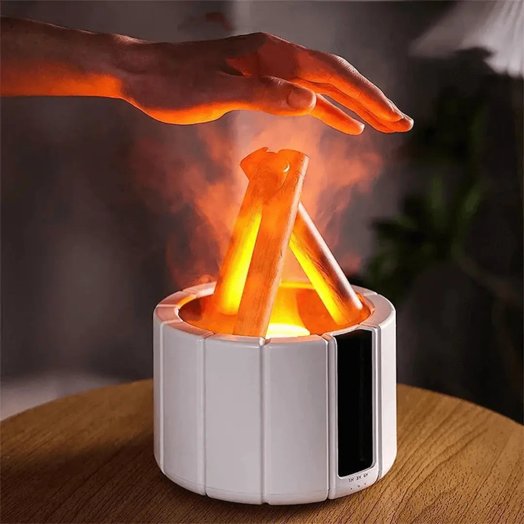 Ultraschall-Aromatherapie-Luftbefeuchter mit flackerndem Lagerfeuer-Flammeneffekt