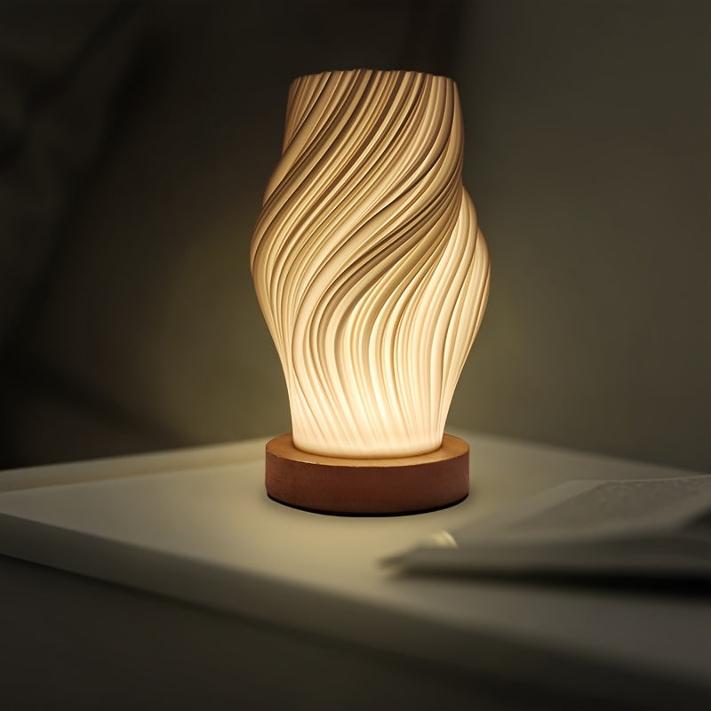 Skulpturale Tischlampe mit Wirbelwelle, Dimmer, für Bett und Schreibtisch