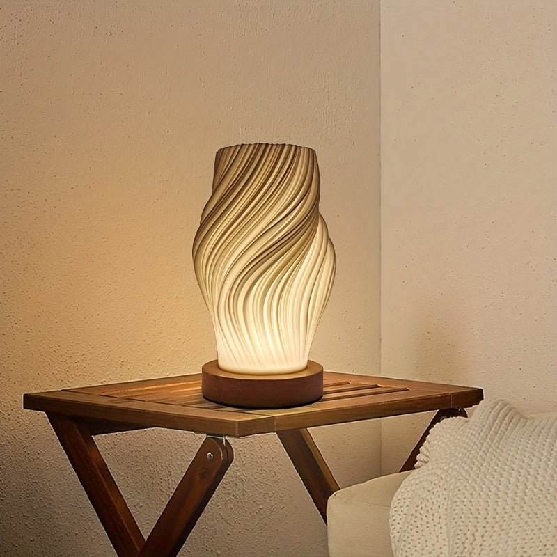 Skulpturale Tischlampe mit Wirbelwelle, Dimmer, für Bett und Schreibtisch
