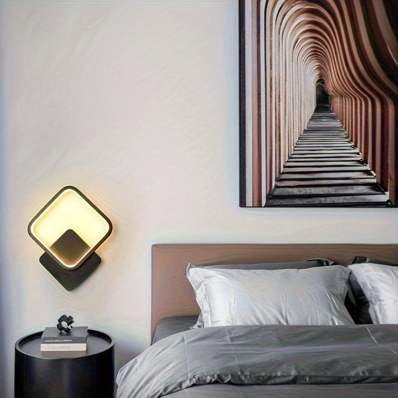 Minimalistische quadratische geometrische Wandleuchte aus Metall mit dimmbarem Acryldiffusor