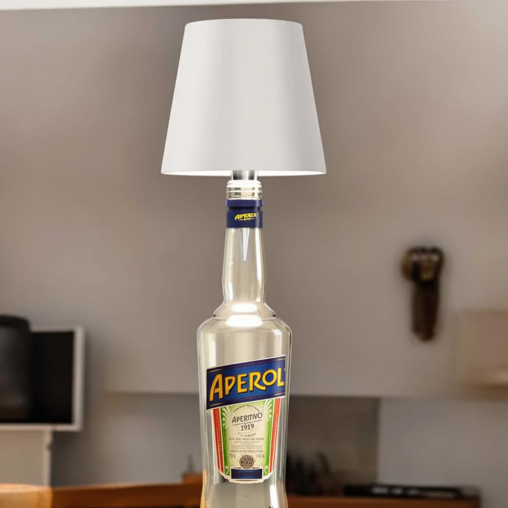 Kabellose, wiederaufladbare Tischlampe als Flaschenaufsatz mit einstellbarer Lichtstimmung