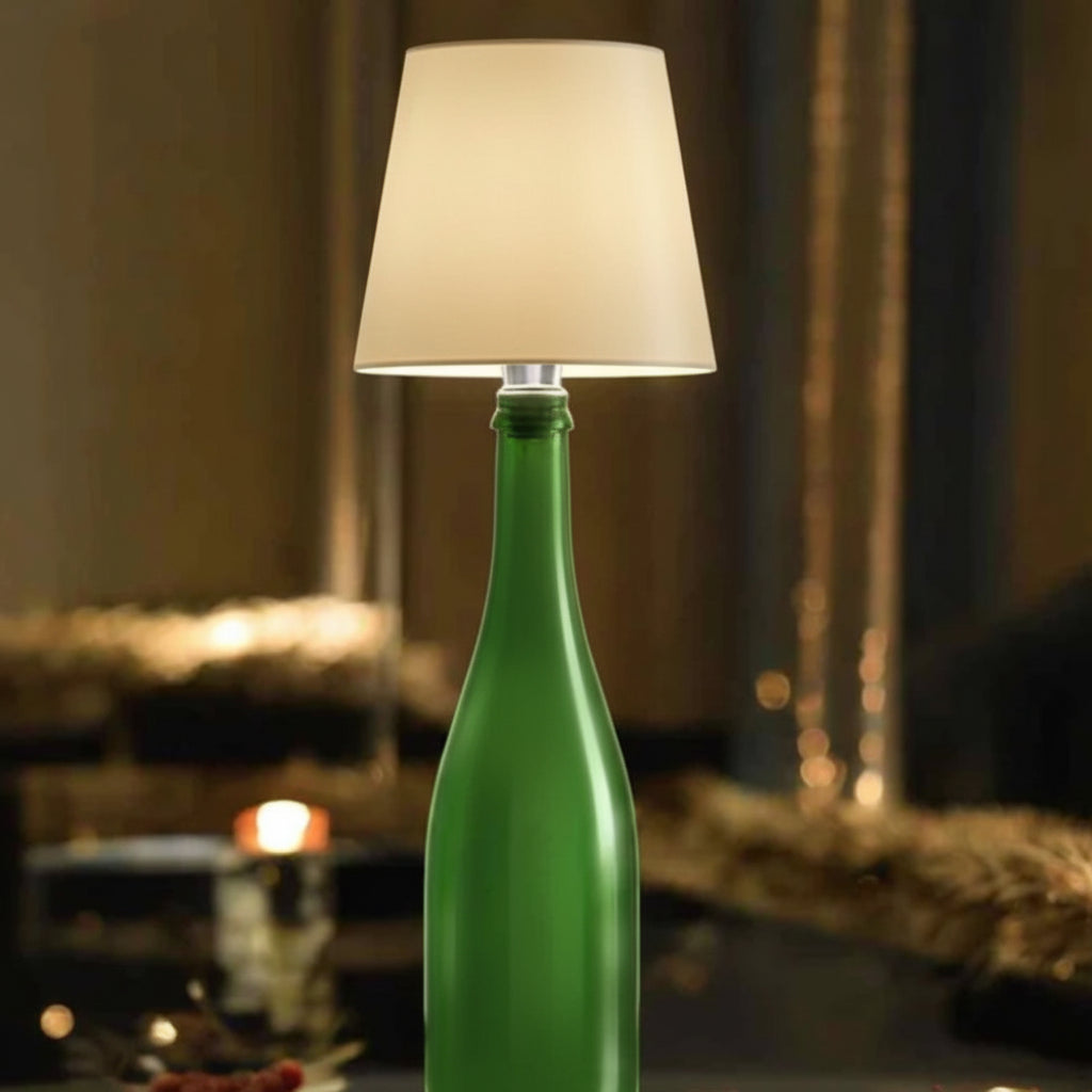 Kabellose, wiederaufladbare Tischlampe als Flaschenaufsatz mit einstellbarer Lichtstimmung
