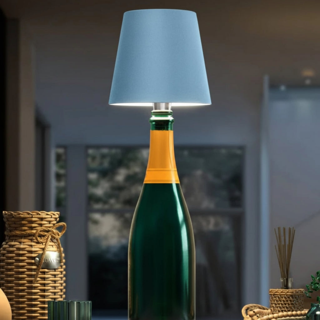 Kabellose, wiederaufladbare Tischlampe als Flaschenaufsatz mit einstellbarer Lichtstimmung