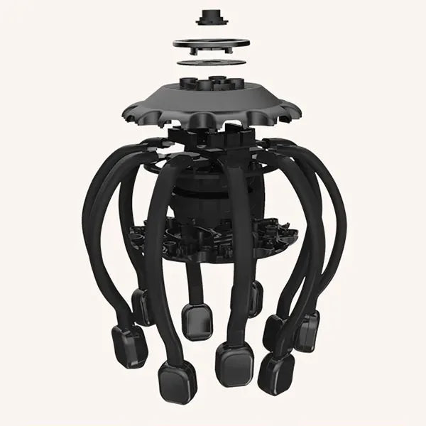 Ergonomisches elektrisches Bluetooth-Kopfmassagegerät mit mehreren vibrierenden Aufsätzen