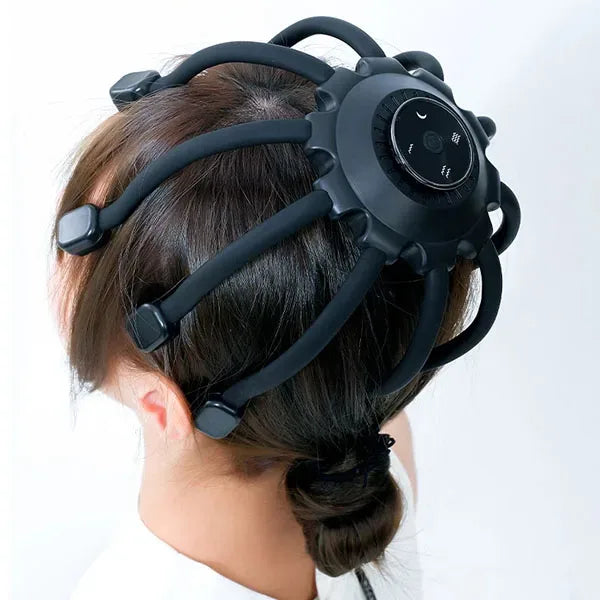Ergonomisches elektrisches Bluetooth-Kopfmassagegerät mit mehreren vibrierenden Aufsätzen