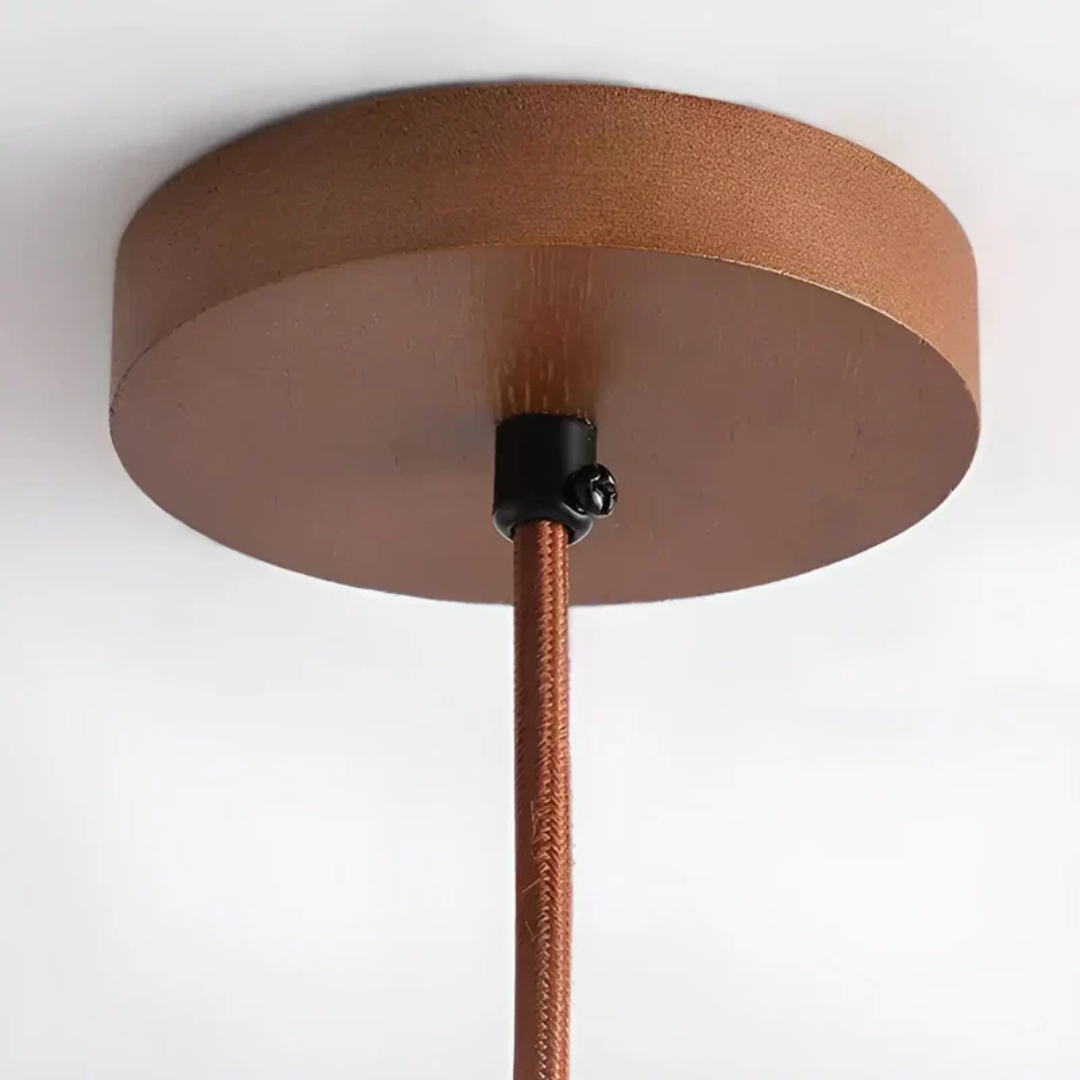 Verstellbare Pendelleuchte aus Stein und Holz mit kosmischem Halo im japanischen Stil