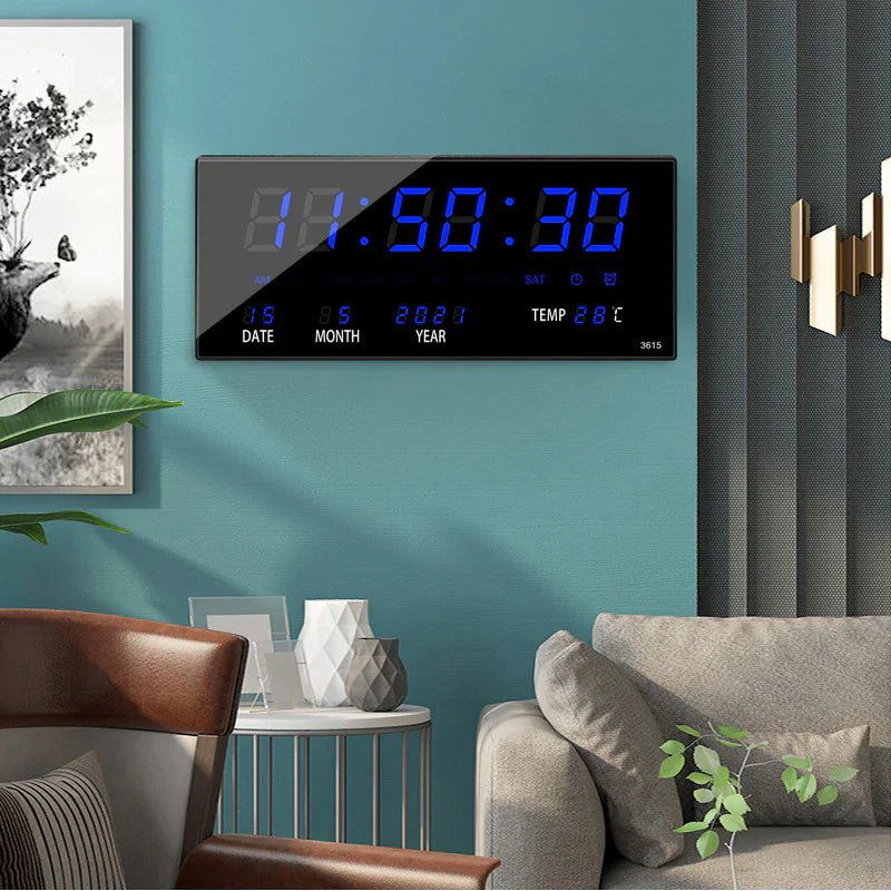 Beleuchtete Multifunktions-Digitaluhr aus Spiegelglas mit Alarmfunktion