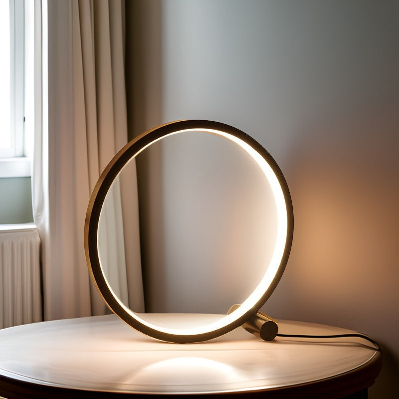 Minimalistische runde dimmbare Aluminium-Tischlampe mit Berührungssteuerung