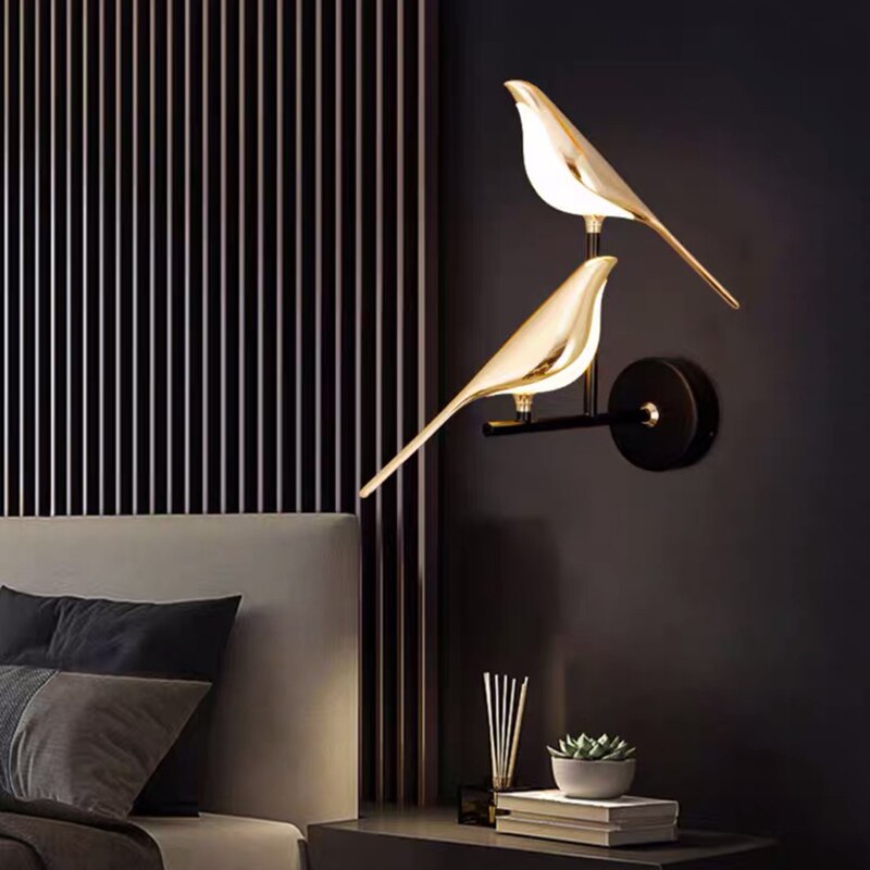 Skulpturale, magnetische, verstellbare Wandleuchte mit Vogelsilhouette