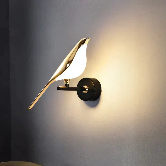 Skulpturale, magnetische, verstellbare Wandleuchte mit Vogelsilhouette