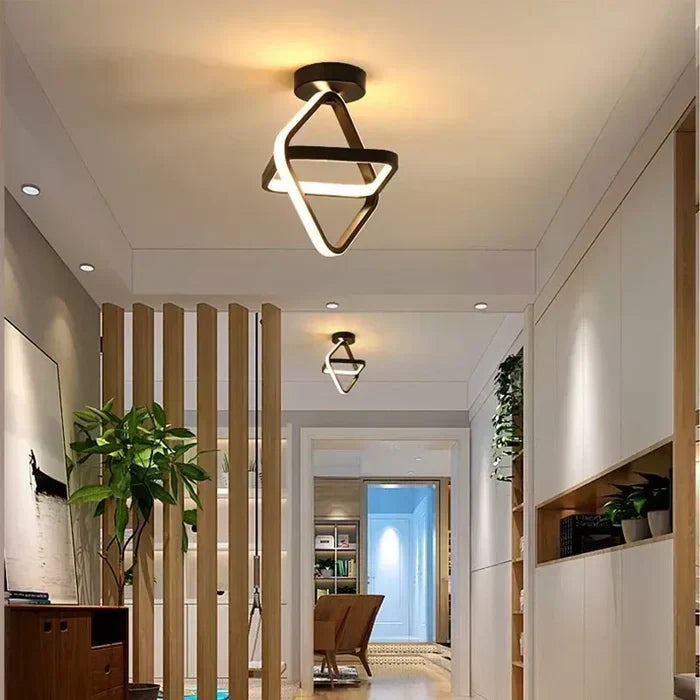 Moderne Deckenleuchte aus Aluminium und Acryl mit zwei Ringen und bündiger Montage