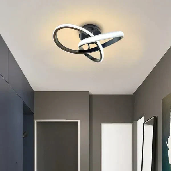 Moderne Deckenleuchte aus Aluminium und Acryl mit zwei Ringen und bündiger Montage