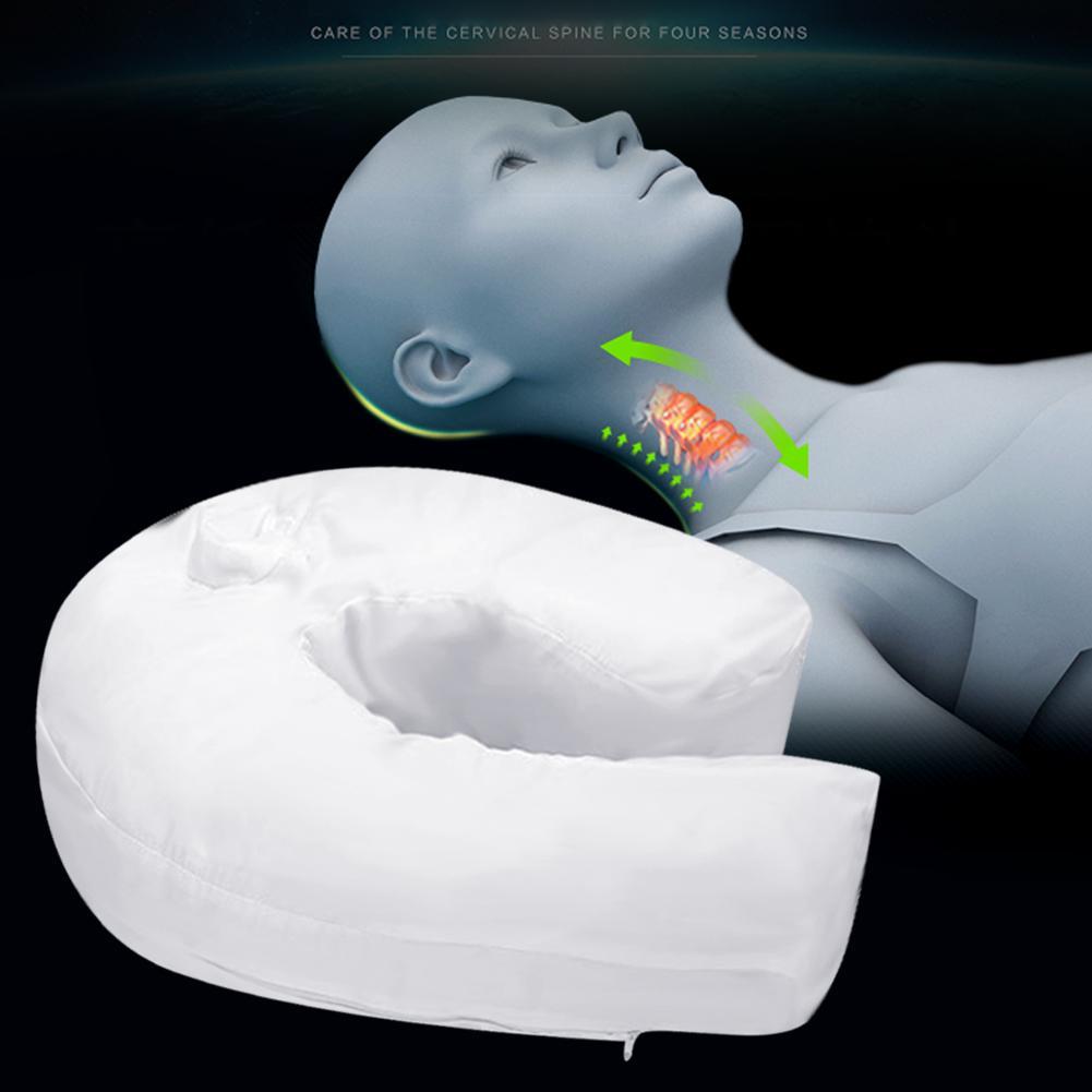 Ergonomisches orthopädisches Kissen mit Ohr-Aussparung, kühlenden Mikro-Luftperlen und Nackenstütze