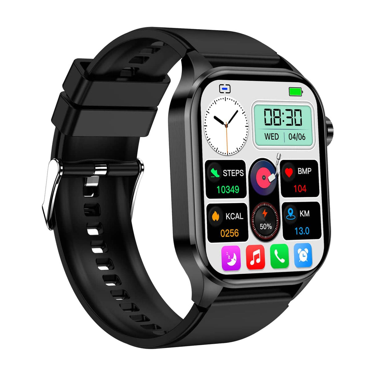 Kompakte Smartwatch mit Touchscreen zur Gesundheitsüberwachung sowie EKG- und Blutdruckmessung