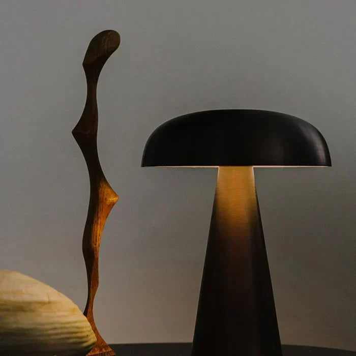 Dimmbare kabellose Tischlampe aus Eisen und Acryl in Pilzform