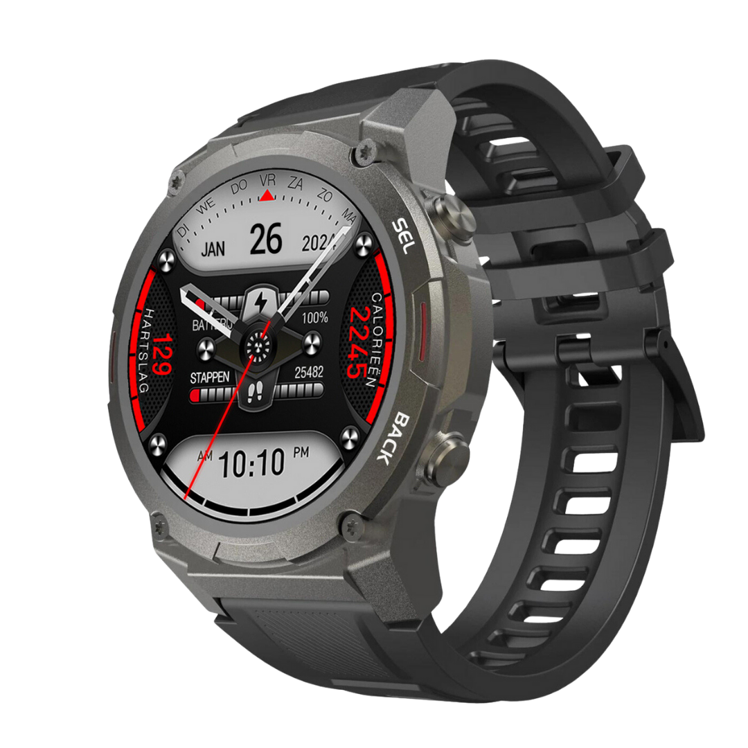 Robuste Fitness-Tracker-Smartwatch mit wasserdichtem Aluminiumgehäuse und AMOLED-Display