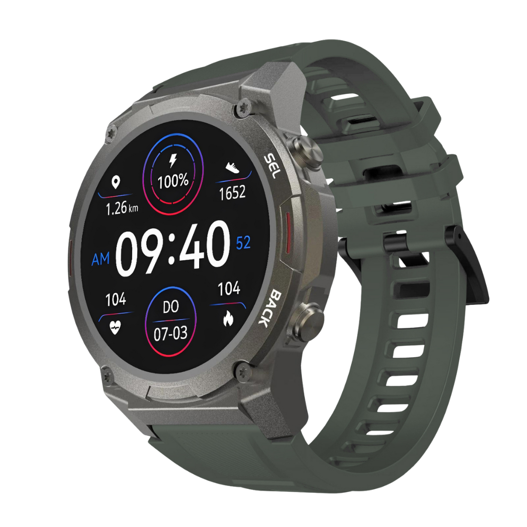 Robuste Fitness-Tracker-Smartwatch mit wasserdichtem Aluminiumgehäuse und AMOLED-Display