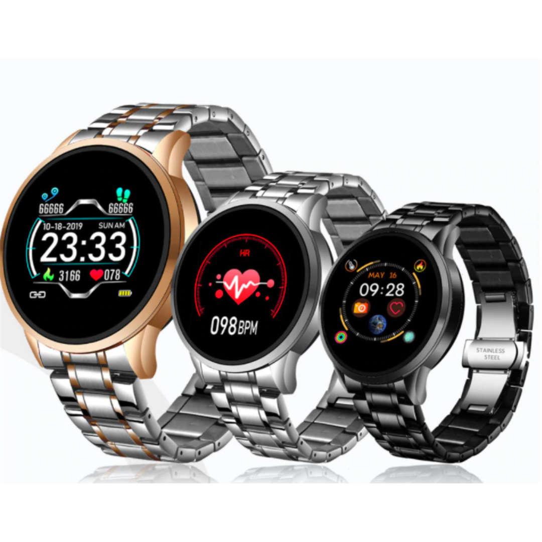 Klassische runde, spritzwassergeschützte Bluetooth-Smartwatch zur Gesundheitsüberwachung