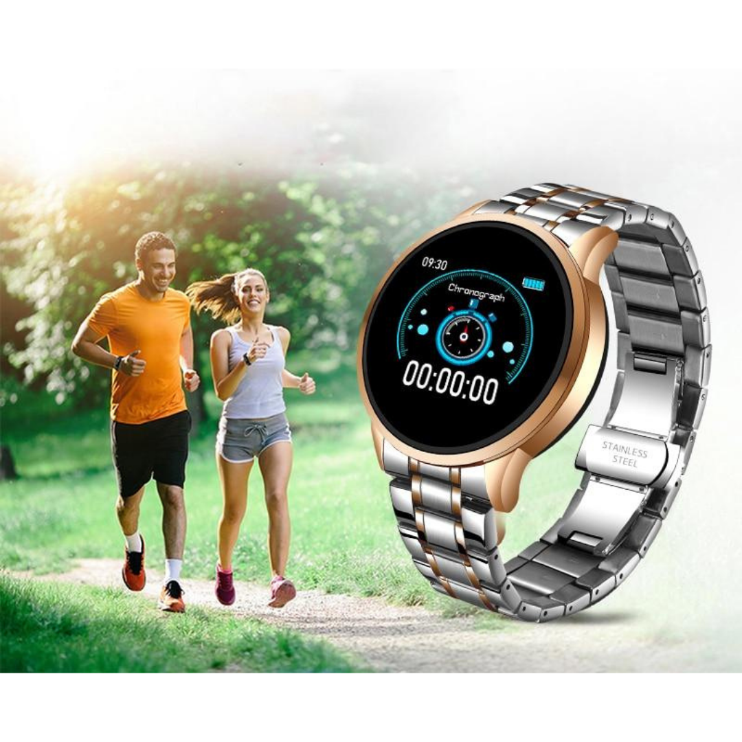 Klassische runde, spritzwassergeschützte Bluetooth-Smartwatch zur Gesundheitsüberwachung
