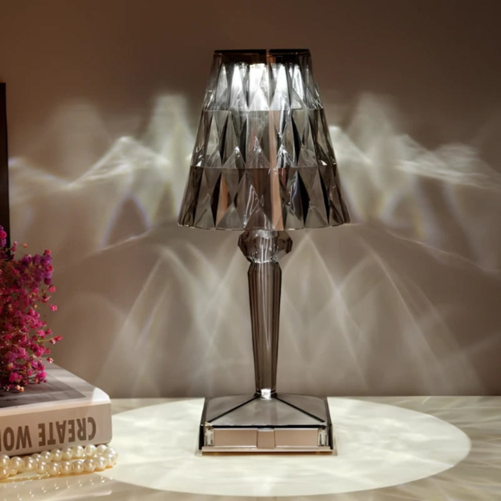 Funkelnde kabellose Kristall-Tischlampe, wiederaufladbar, mit Touch-Steuerung und Dimmfunktion