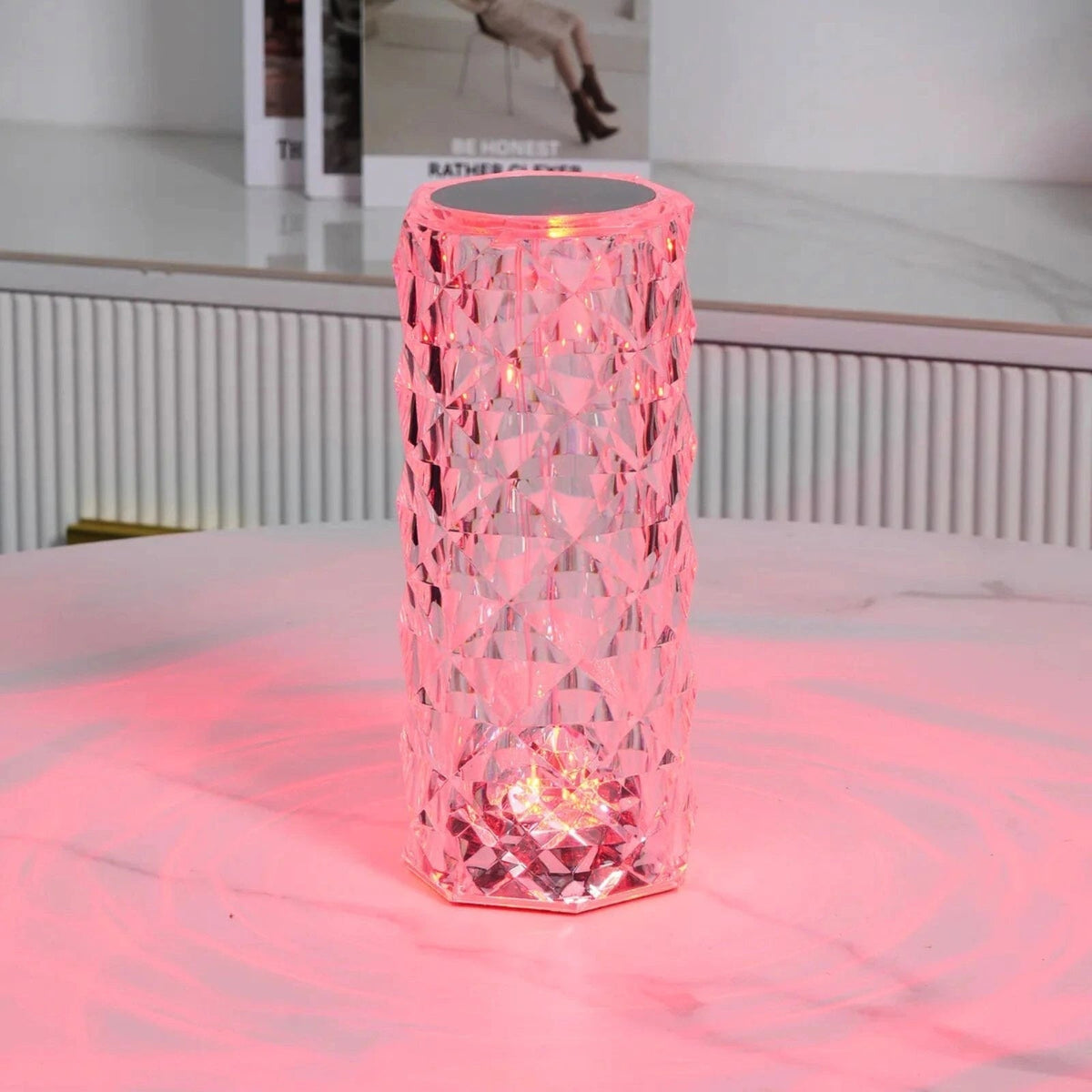 Funkelnde Kristall-Tischlampe mit Touch-Steuerung, Dimmer, Akku und stimmungsvollem Licht