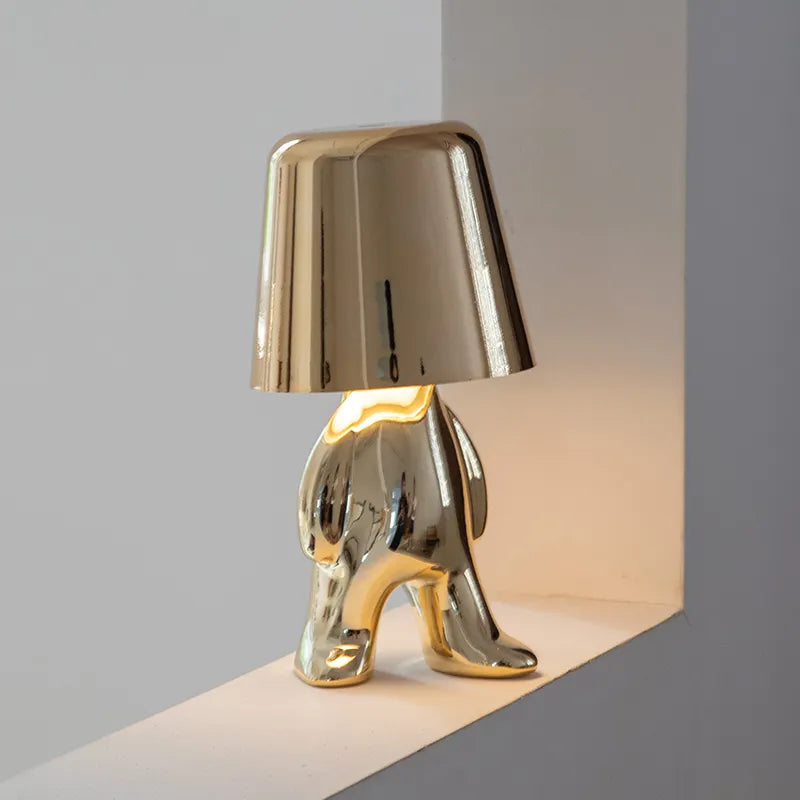 Skulpturale, dimmbare, wiederaufladbare, kabellose Tischlampe aus Aluminium und Harz mit Ambientebeleuchtung