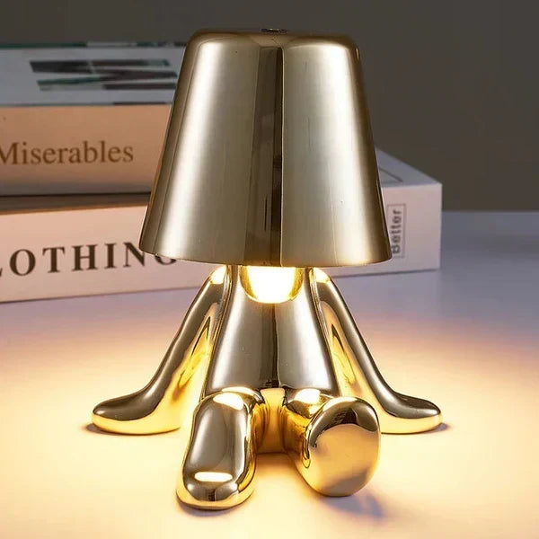 Skulpturale, dimmbare, wiederaufladbare, kabellose Tischlampe aus Aluminium und Harz mit Ambientebeleuchtung