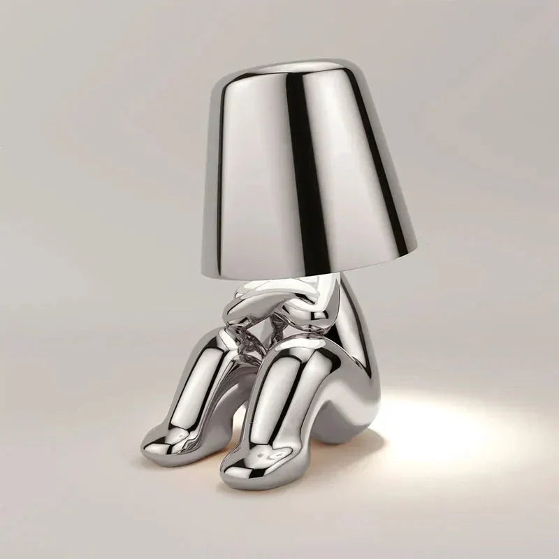 Skulpturale, dimmbare, wiederaufladbare, kabellose Tischlampe aus Aluminium und Harz mit Ambientebeleuchtung