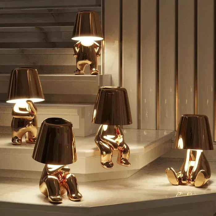 Skulpturale, dimmbare, wiederaufladbare, kabellose Tischlampe aus Aluminium und Harz mit Ambientebeleuchtung
