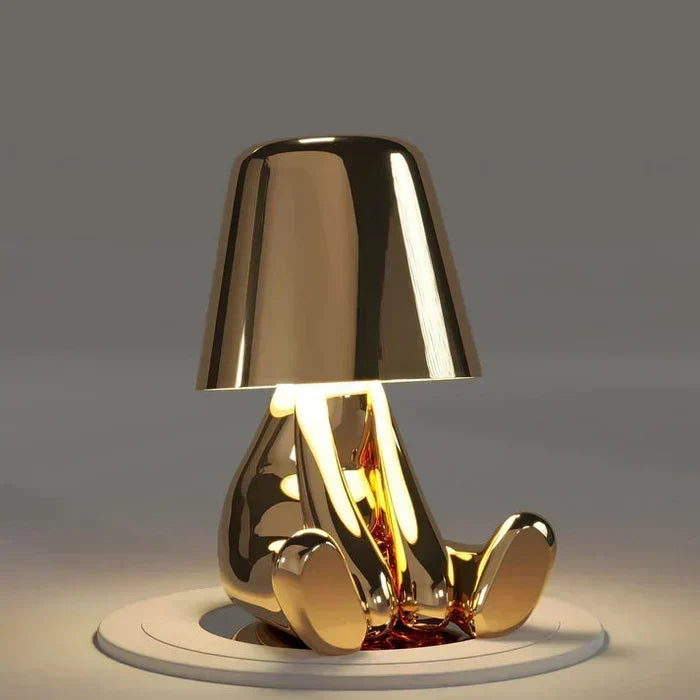 Skulpturale, dimmbare, wiederaufladbare, kabellose Tischlampe aus Aluminium und Harz mit Ambientebeleuchtung