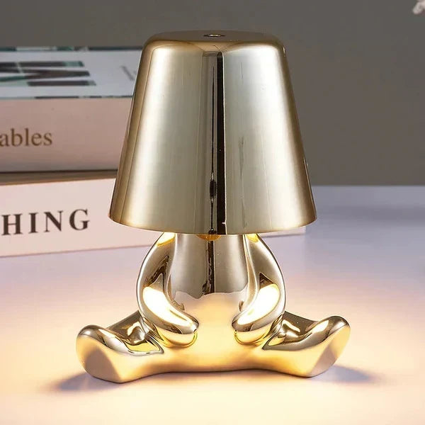 Skulpturale, dimmbare, wiederaufladbare, kabellose Tischlampe aus Aluminium und Harz mit Ambientebeleuchtung