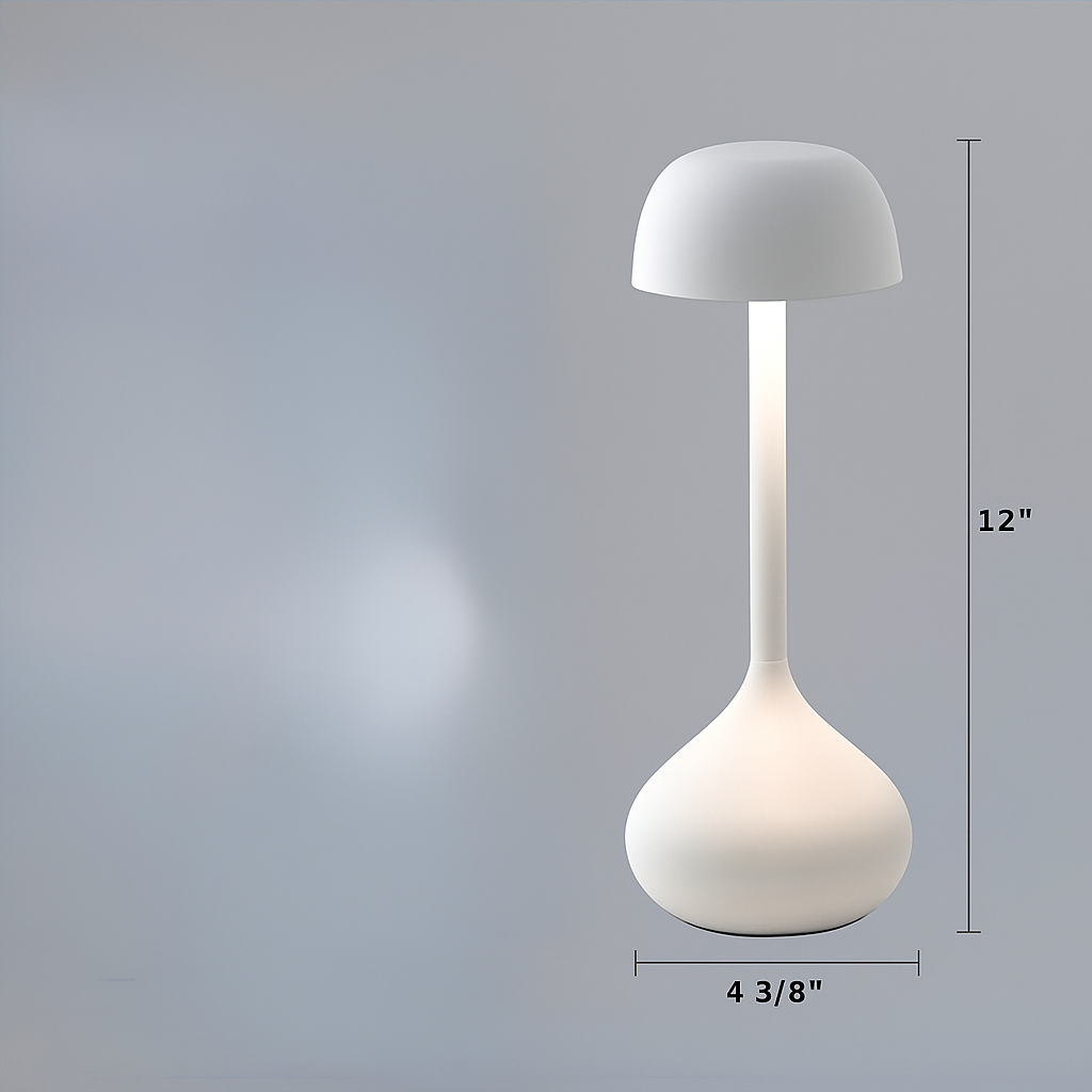 Skulpturale wiederaufladbare dimmbare Aluminium-Tischlampe mit Pilzkuppel