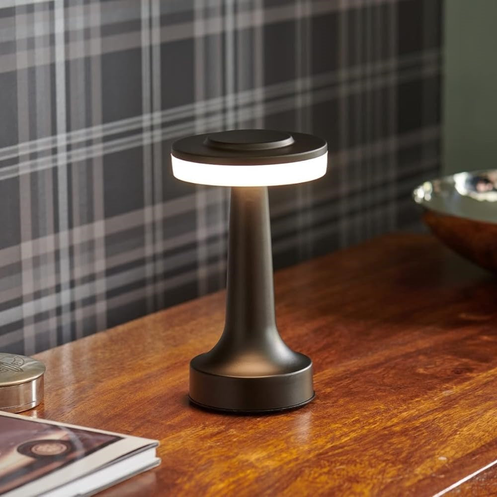 Kabellose aufladbare dimmbare Vintage-Tischlampe aus Metall mit stimmungsvollem Leuchten