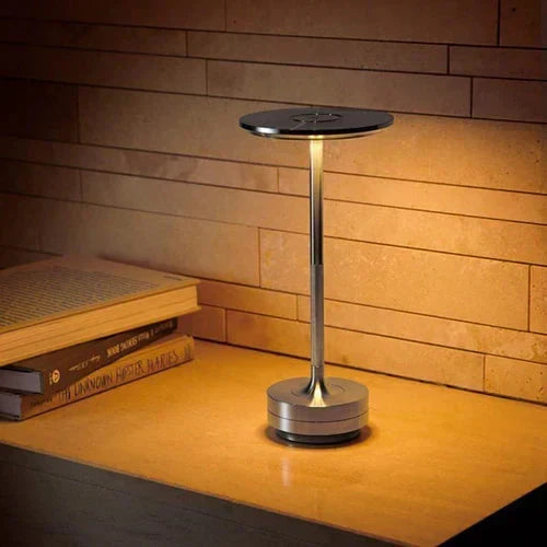 Elegante, kabellose, dimmbare und wiederaufladbare tragbare Metall-Tischlampe