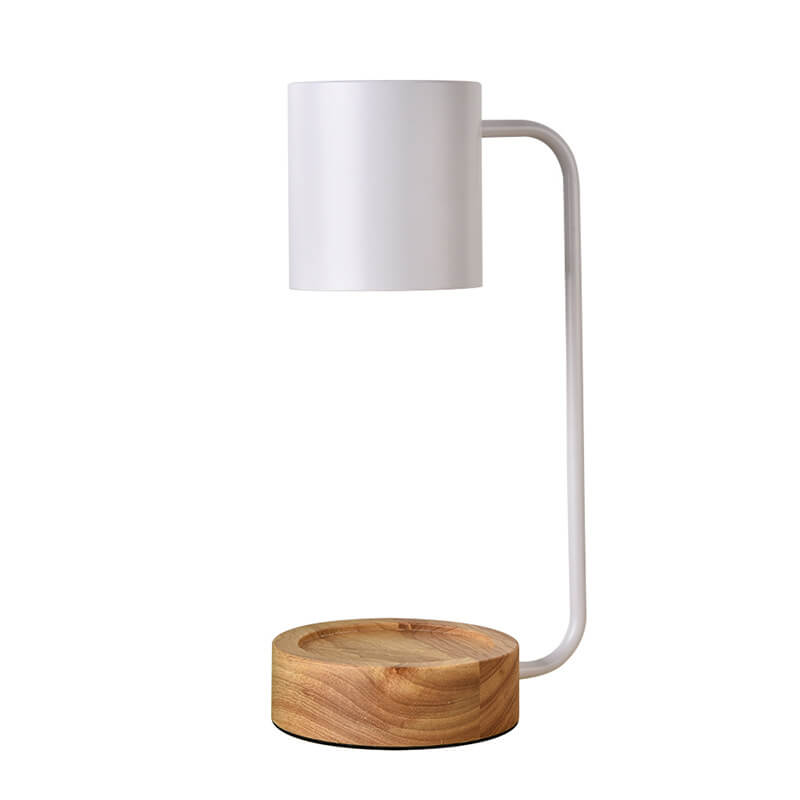 Japanische minimalistische dimmbare Tischlampe mit Holzsockel und Kerzenwärmer