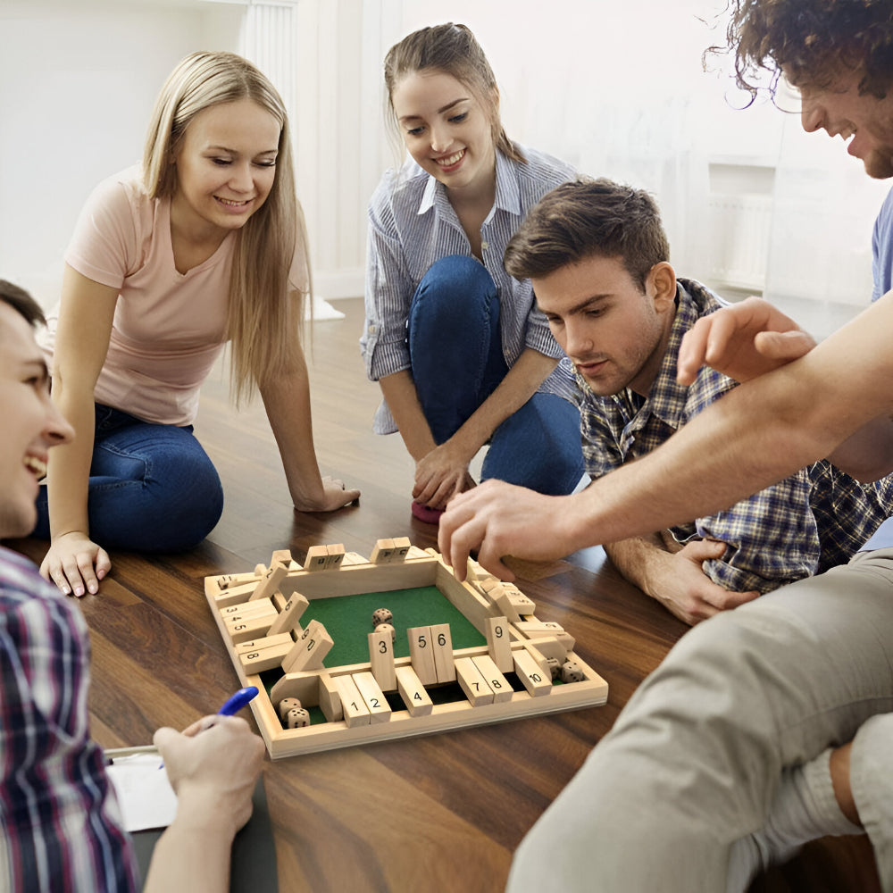 Kompaktes quadratisches Holz-Familienbrettspiel zum Mathematiklernen