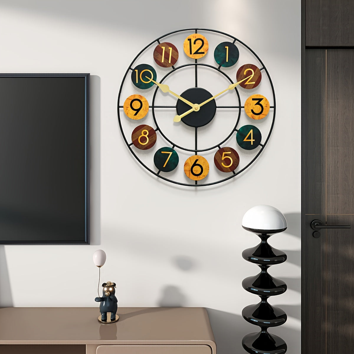 Retro-Wanduhr mit rundem Eisenrahmen aus Metall
