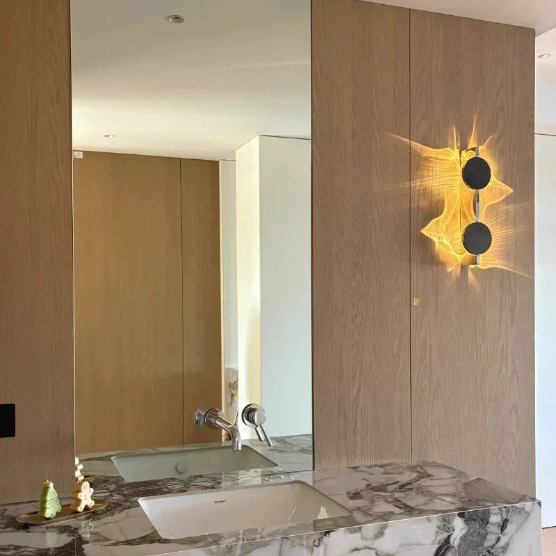 Drehbare Wandleuchte aus Aluminium und Edelstahl mit Ripple-Projektion