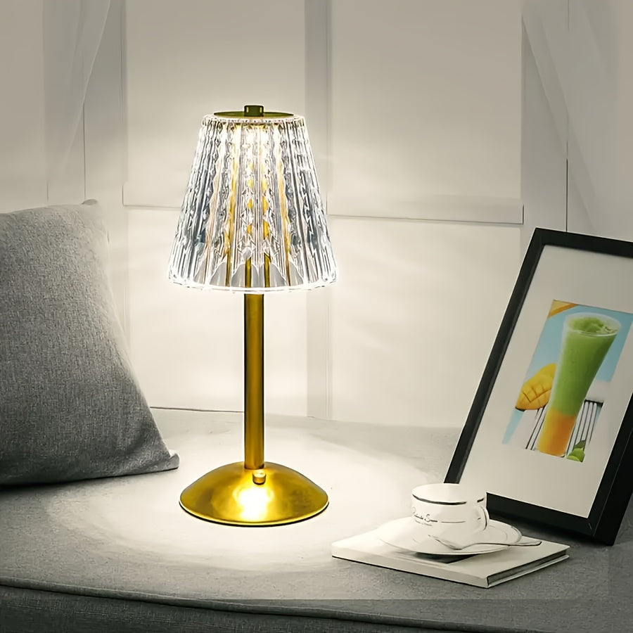 Facettierte wiederaufladbare kabellose dimmbare Kristall-Tischlampe mit Touch-Steuerung