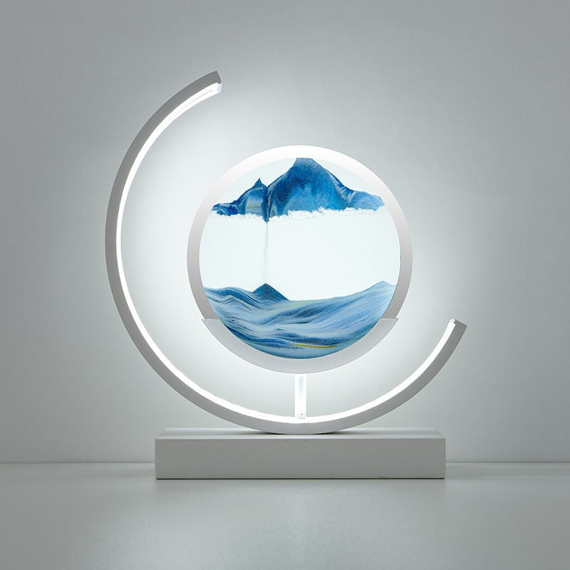 Dynamische Tischlampe mit rotierender 3D-Sandkunst und Acrylhülle