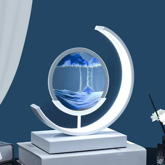 Dynamische Tischlampe mit rotierender 3D-Sandkunst und Acrylhülle